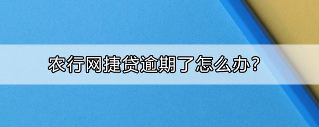 农行网捷贷逾期了怎么办？