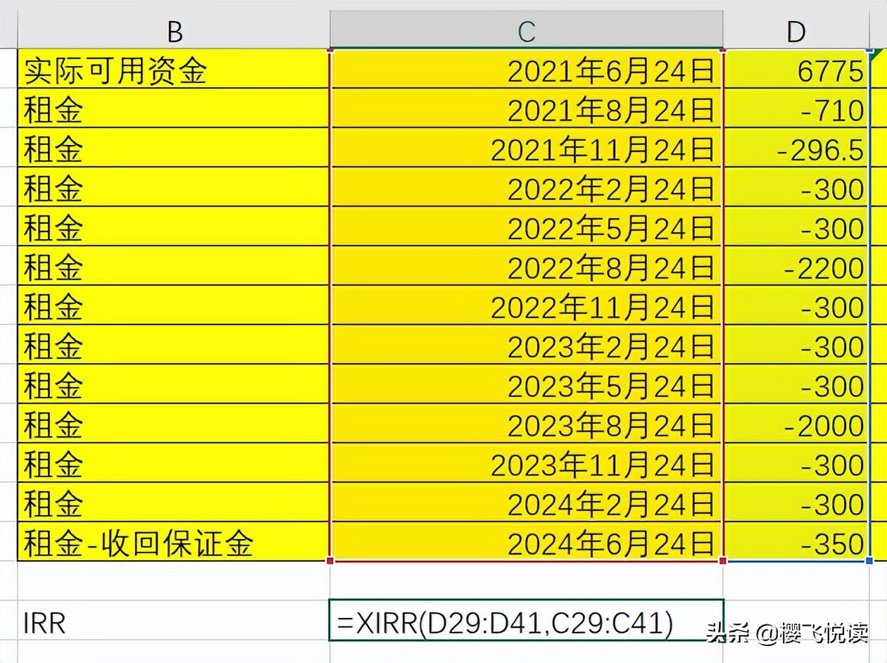 融资租赁实际利率计算器，售后回租实际利率计算