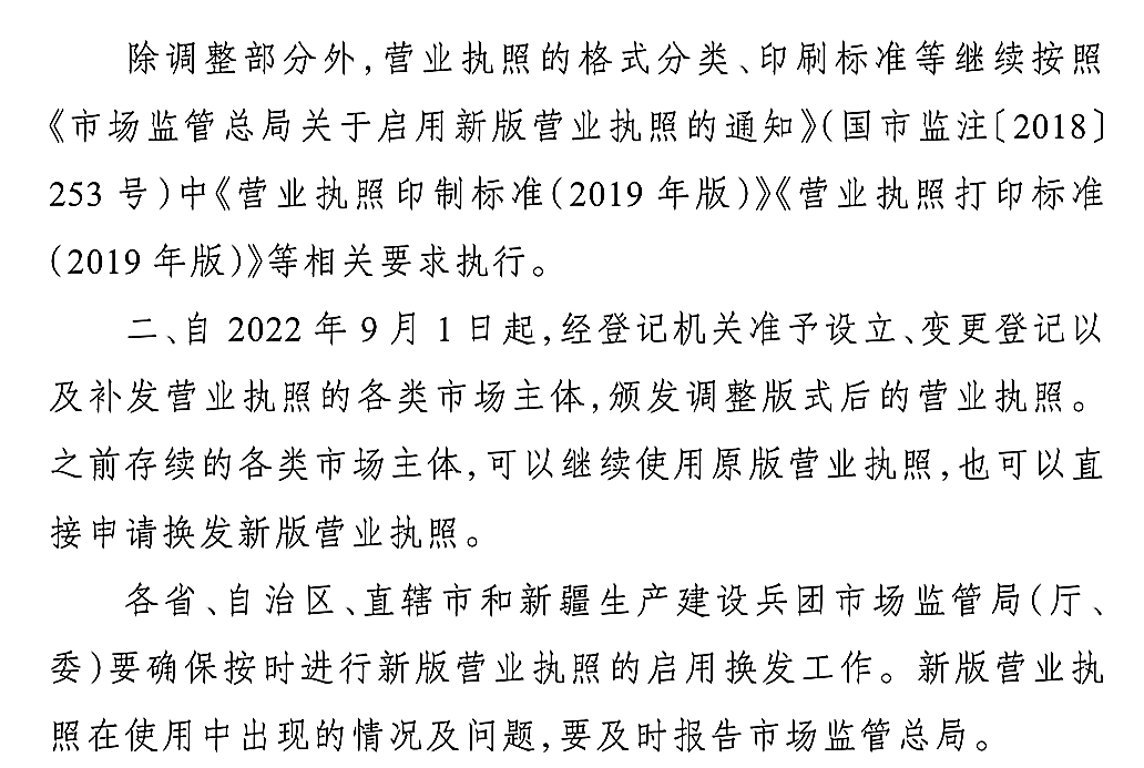 哪些登记事项在新版营业执照上不再出现？不再记载“营业期限”等！营业执照照面内容有调整！9月1日起颁发