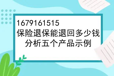 保险退保能退回多少钱，保险退保能退回来多少保费？分析五个产品示例