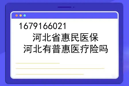 河北省惠民医保，河北有普惠医疗险吗？