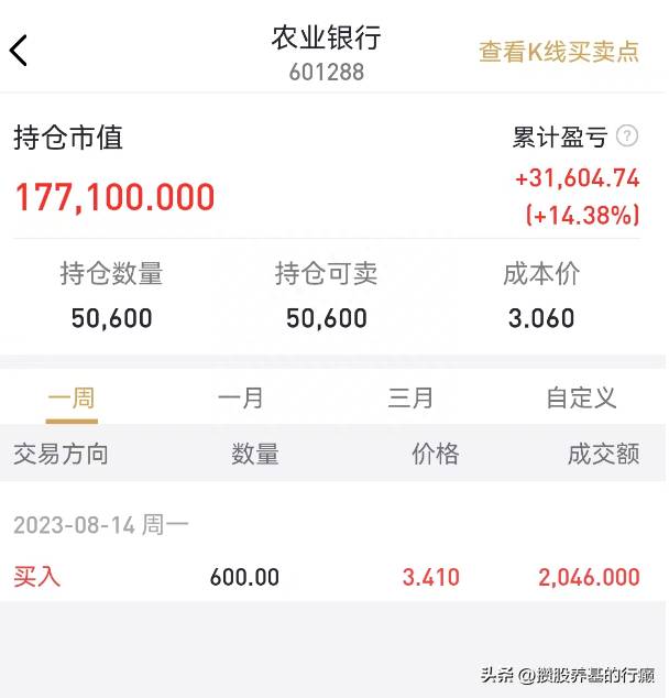 农行定投基金（每年定投农业银行1万股收益如何）