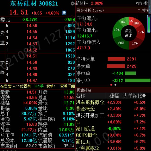 新中签的东岳硅材股票能赚多少？