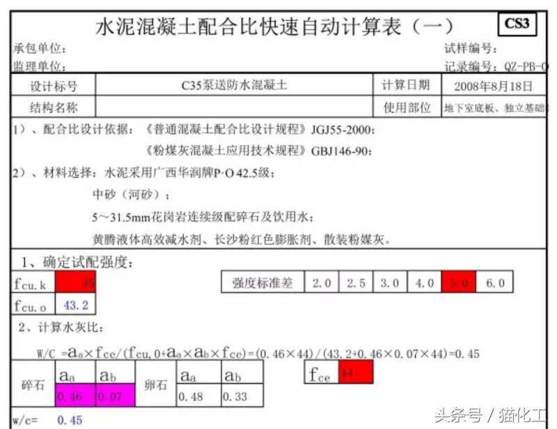 知道水泥掺量比怎么算水灰比求高手告诉小弟这个水灰比？