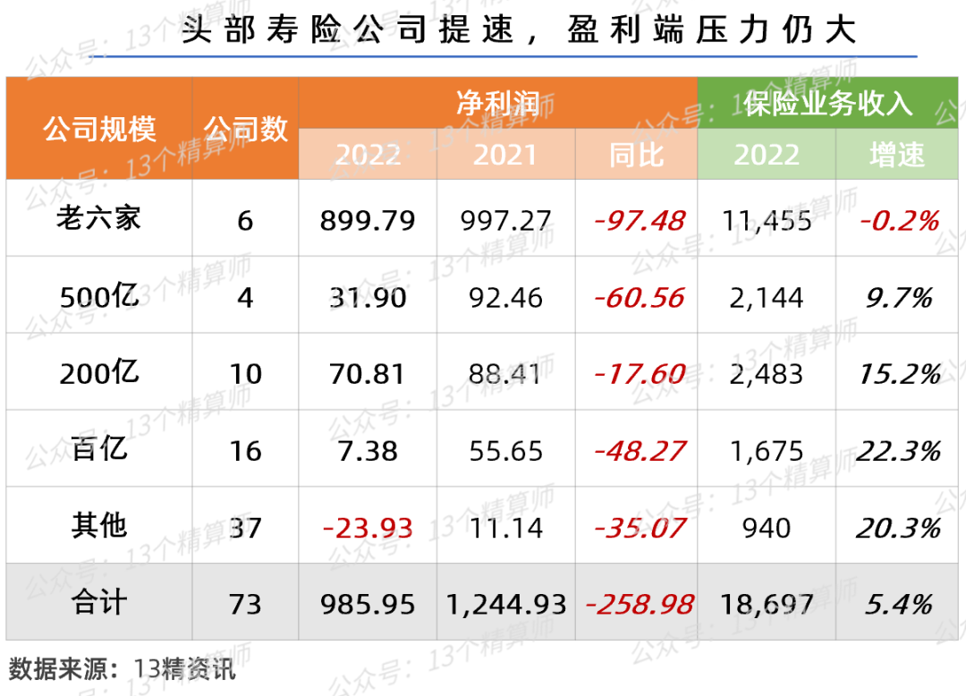 2022人寿保险公司排名，2021上半年寿险公司利润榜