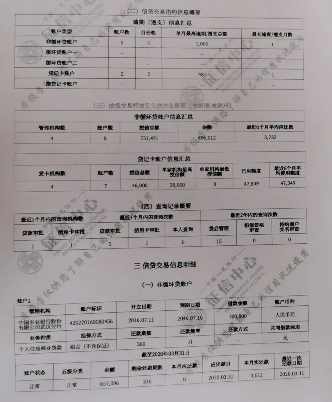 银行贷款，湖北银行征信报告