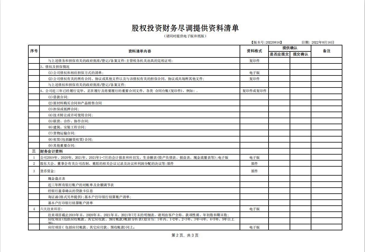 财务尽职调查报告模板，财务尽调清单有哪些？