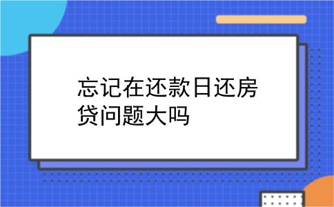 忘记在还款日还房贷问题大吗