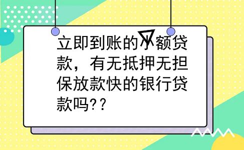 立即到账的小额贷款，有无抵押无担保放款快的银行贷款吗?？